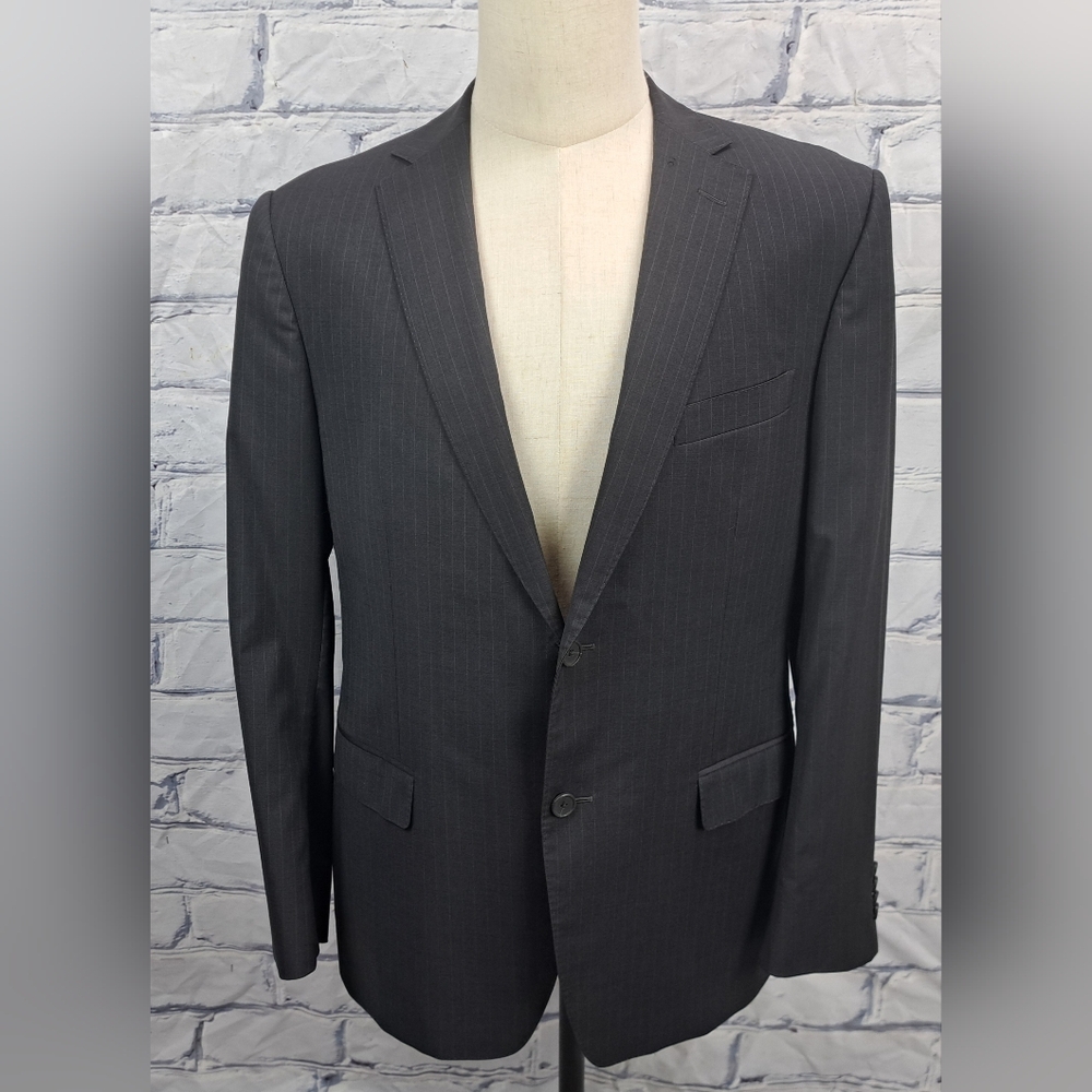 Z Zegna Men's Blazer Sport Coat Jacket City Gray Striped 100% Wool 40R